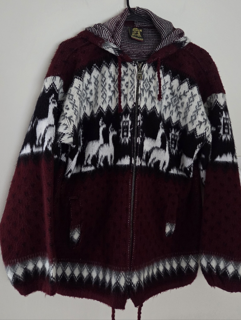 Tejidos Aly Marka Vintage Wool Unisex Jacket Coat Sweater Made In Equador Sz M